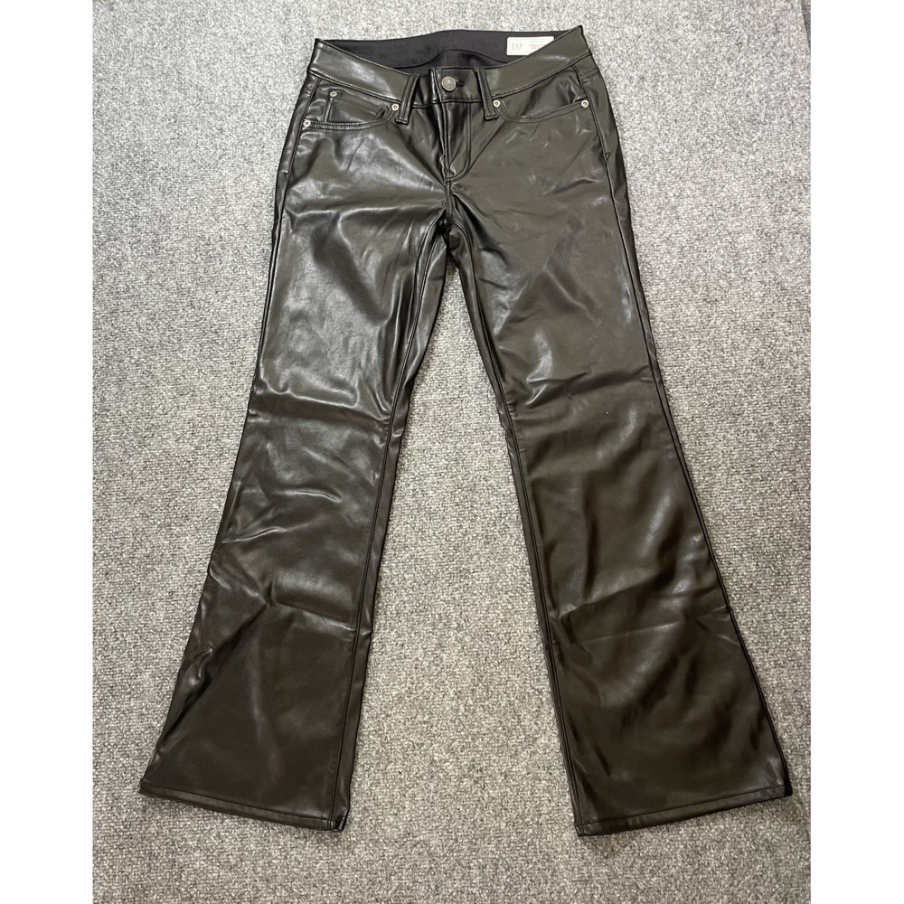 GAP Womens Black Faux Leather Boot Cut Jeans